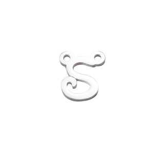 Polished stainless steel letter S connector with double rings for DIY jewelry making