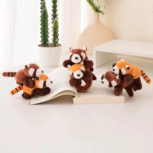 Cute red panda plush snap bracelets in brown and orange colors for wrist decoration