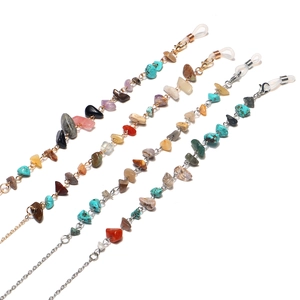 Fashion Glasses Chain With Natural Crushed Stone And Metal Alloy Anti-Slip Eyewear Strap Handmade Bohemian Style For Women