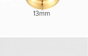 Detailed view showing the 13mm diameter dimension of the 18K gold plated sphere bead