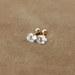 Sparkling mini zircon stud earrings with gold screw back ball for women and men