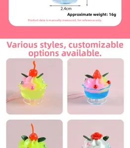 Miniature resin sundae cup charm with cream and cherry detail, 2.4cm diameter size