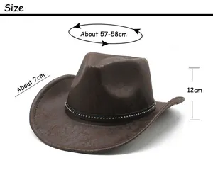 Size chart for vintage western cowboy hat showing 57-58cm head circumference measurements