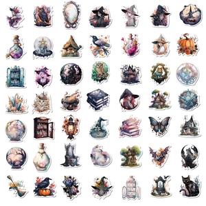 Set of 50 realistic witch stickers for guitar, laptop, and DIY waterproof decoration
