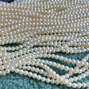 Polished 4-5mm natural white freshwater pearl strands for DIY jewelry making