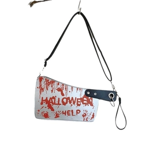 Creative cleaver-shaped crossbody bag with red blood splatter and Halloween print