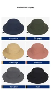 Detail view of multi-color selection for foldable quick-dry sun hats with windproof cord