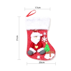 Detailed view of large plush Santa stocking with 31cm height and 20cm width dimensions