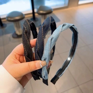 Retro Denim Knotted Headband For Women Non-Slip Twist Fabric Hair Hoop Casual Stylish Hair Accessories