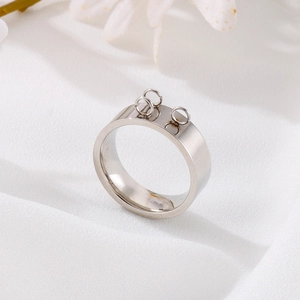 Minimalist silver stainless steel ring with triple loops for DIY jewelry making