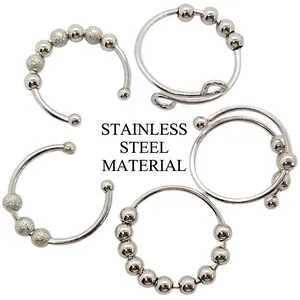 Anti Anxiety Fidget Ring Set For Women Men Stainless Steel Copper Rotating Beads Adjustable Stress Relief Spinning Rings Jewelry Gift