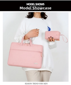 Set borsa per laptop rosa in similpelle con custodia per accessori per computer da 14 pollici