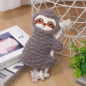 Durable plush sloth dog toy with cotton ropes for small and medium pets