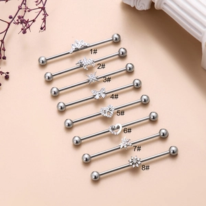Boucle D'oreille De Piercing Industriel En Acier Inoxydable Zirconia Papillon Coeur Fleur Barre De Cartilage Bijoux Pour Femmes