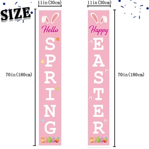 Two-piece Easter banners with Happy Easter and Hello Spring print in 30x180cm size