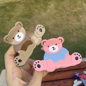Pince à Cheveux Crabe en Acétate Ours Dessin Animé Kawaii Forme d'Animal Rose Marron Accessoire de Coiffure pour Femmes