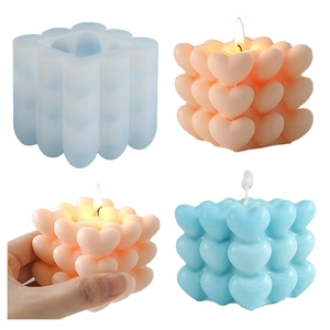 Herz Würfel Kerzenform Silikon 3D Blase Herzform Für DIY Handgemachte Aromatherapie Kerzen Seife Harzguss