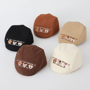 Kids Beret Hat Cotton Twill Little Bear Embroidery Adjustable Flat Cap Toddler Ivy Hat Inspirational Quote Breathable