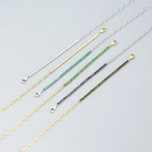 925 Sterling Silver Bracelet For Women Cubic Zirconia Tennis Paperclip Spliced Chain Heart Charm Elegant Adjustable