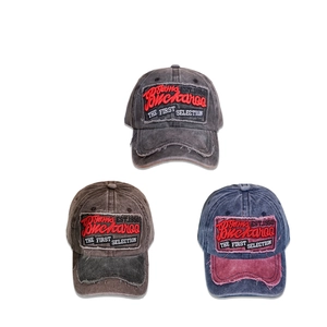 Vintage washed cotton baseball caps with distressed brims and Buckaroo Jeans embroidery