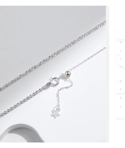 Close-up of S925 sterling silver necklace featuring a star pendant and spring clasp