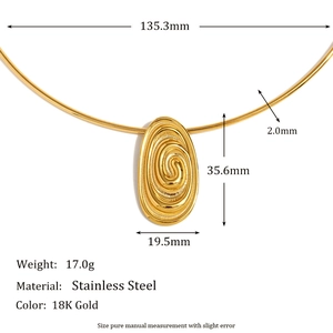 Collier ras du cou en acier inoxydable doré 18K avec pendentif coquille en spirale