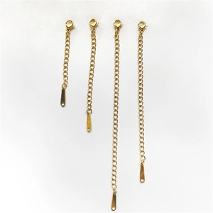 Cuatro cadenas de extensión de acero inoxidable dorado para creación de joyas DIY