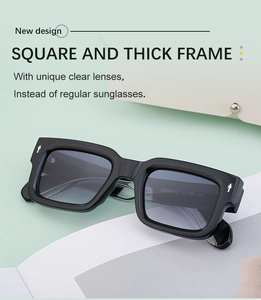 Macro shot of square thick frame sunglasses with gradient lenses and model ZS98098 detail