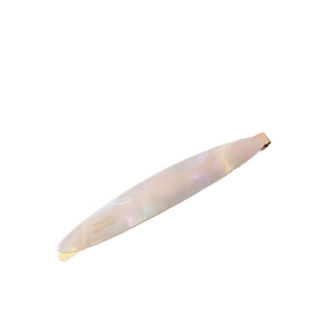 Elegant rainbow marble acetate hair clip with gold metal spring buckle and French engraving