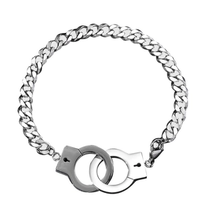 Bracciale cubano in acciaio inossidabile argento con design a manette ad incastro