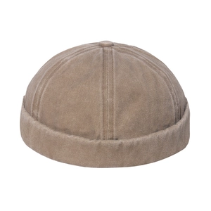 Bonnet miki vintage en coton délavé marron pour homme et femme, style rétro urbain