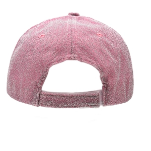 Rückansicht der rosa Glitzer-Baseballkappe mit verstellbarem Riemen für Damen