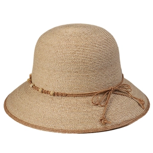 Handgefertigter Raffia-Strohhut für Damen mit Perlenband und breiter Krempe für den Sommer