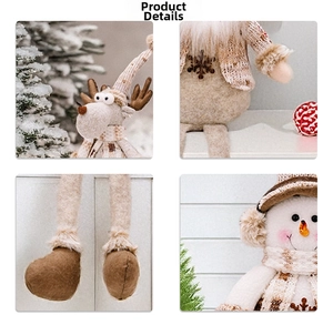 Detailed views showing the fine knitted texture and faux fur on Christmas plush toys
