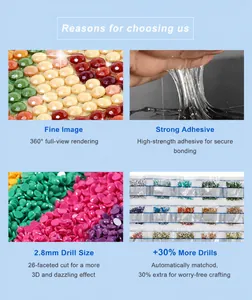 Detail of 2.8mm 26-facet resin drills with strong adhesive glue for DIY diamond painting