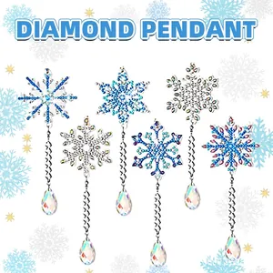 DIY 5D diamond painting sneeuwvlok hangers met kristallen kralen voor kerstversiering