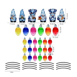 Christmas gnome magnets with reflective honeycomb pattern and colorful bulb stickers