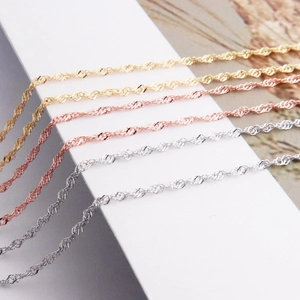 Elegant s925 sterling silver water wave chains in gold, rose gold and silver finishes