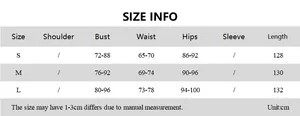 Detailed size chart for lace patchwork mesh dress showing bust and waist measurements