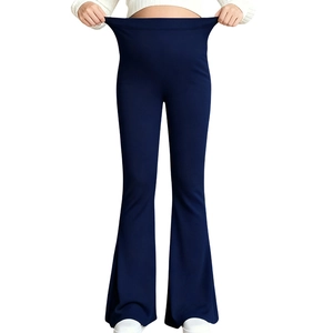 Maternity Flare Pants High Waist Tummy Support Yoga Leggings Stretch Polyester Elastane Solid Color Pregnancy Bottoms