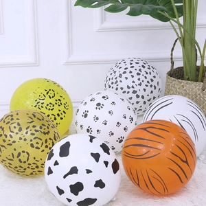 Animal Print Latex Balloons Jungle Safari Theme Party Decorations Leopard Zebra Tiger Cow Paw Pattern For Kids Birthday Celebration