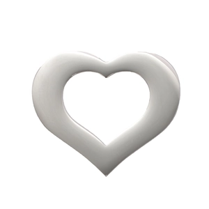 Macro shot of silver hollow heart pendant accessory in polished stainless steel