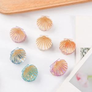 Haarklammer Muschelform Acetat Harz Klein Süß Pony Clip Goldene Linien Mode Haarschmuck Für Frauen Mädchen