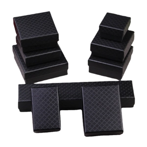 Black diamond pattern jewelry gift box set with lids for rings and necklaces
