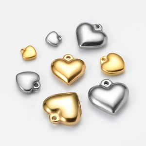DIY Jewelry Making Stainless Steel Heart Pendants Solid Peach Heart Shape Charms For Handcrafted Necklaces Bracelets
