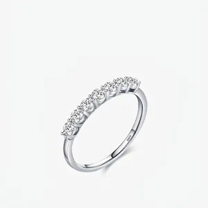 Anello In Argento Sterling 925 Con Zirconi Bianchi Tondi Gioielli Di Moda Minimalisti Da Donna Elegante