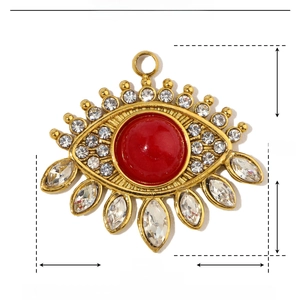 Detail specifications of stainless steel evil eye pendant with natural stone and rhinestones
