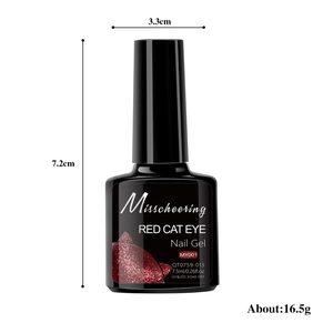Ruby red cat eye nail gel polish in a 7.5ml black bottle for UV and LED curing