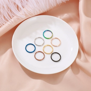 Simple Smooth Plain Band Ring Stainless Steel Thin Polished Minimalist Korean Style Finger Jewelry For Couples