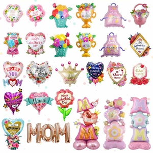 Mother's Day Foil Balloons Heart Flower Trophy Shape Spanish English Happy Mother's Day Party Decor For Mom